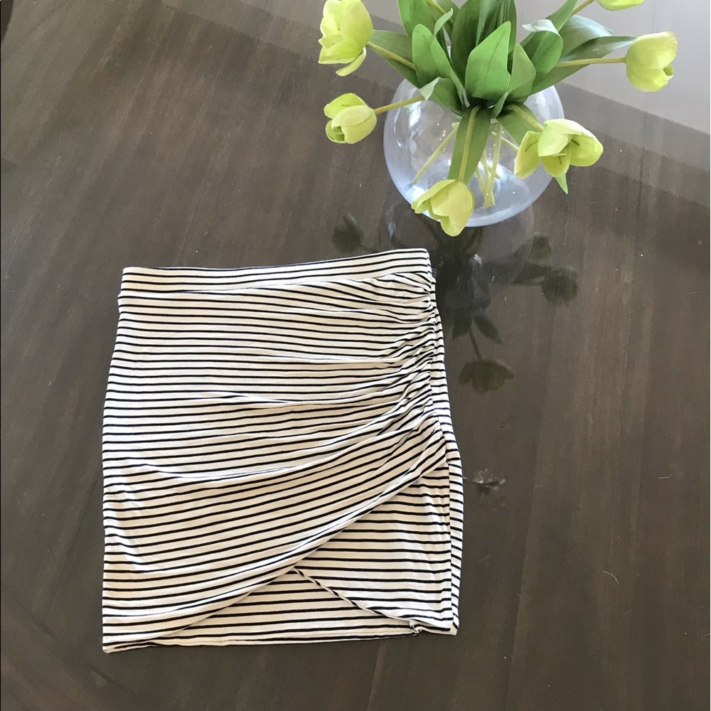 H.I.P Black & White Striped Wrap Skirt, Size L